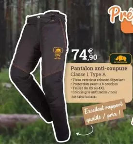 Pantalon Anti-coupure Classe 1 Type A offre à 74,9€ sur Espace emeraude