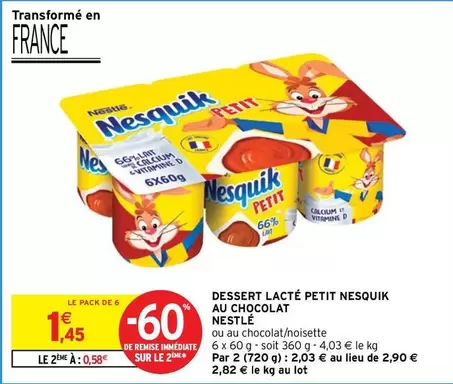 nestlé - dessert lacté petit nesquik au chocolat