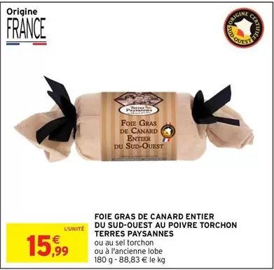 Foie Gras Entier de Canard du Sud-Ouest au Poivre - Délicatesse Gourmande