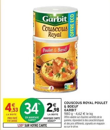 Garbit - Couscous Royal Poulet & Boeuf offre à 2,98€ sur Intermarché Express