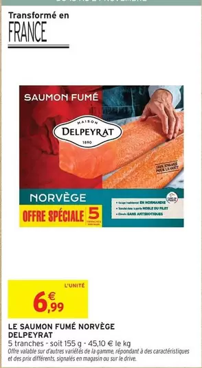 Delpeyrat - Le Saumon Fumé Norvège offre à 6,99€ sur Intermarché Express