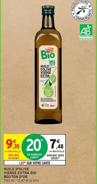 Boîte D'olive - Huile D'olive Vierge Extra Bio offre à 9,35€ sur Intermarché Express