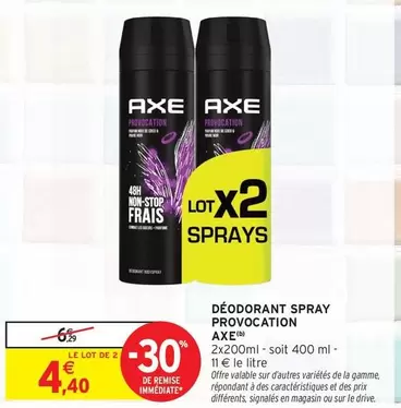 Axe - Déodorant Spray Provocation offre à 4,4€ sur Intermarché Express