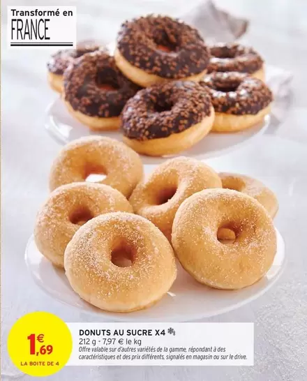 Donuts Au Sucre X4 offre à 1,69€ sur Intermarché Express