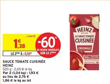 Heinz - Sauce Tomate Cuisinée offre à 1,38€ sur Intermarché Express