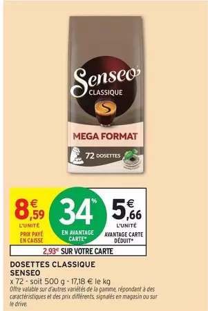 Senseo - Dosettes Classique offre à 8,59€ sur Intermarché Express