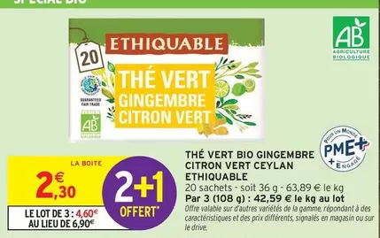 Ethiquable - Thé Vert Bio Gingembre Citron Vert offre à 2,3€ sur Intermarché Contact