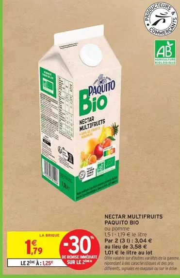 Paquito - Nectar Multifruits offre à 1,79€ sur Intermarché Contact