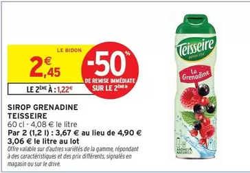 Teisseire - Sirop Grenadine offre à 2,45€ sur Intermarché Contact