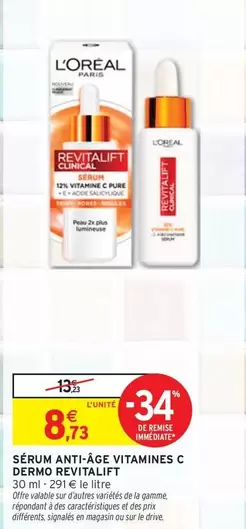 L'Oréal - Sérum Anti-âge Vitamines C Dermo Revitalift offre à 8,73€ sur Intermarché Contact