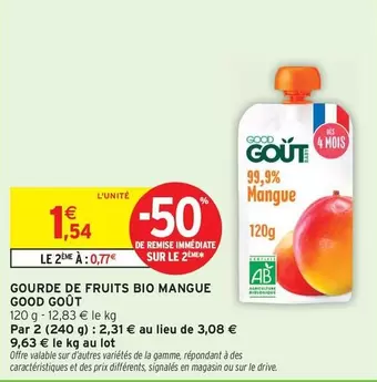 Signal - Gourde De Fruits Bio Mangue offre à 1,54€ sur Intermarché