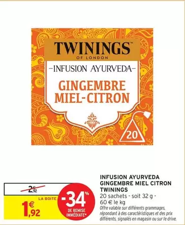 Signal - Infusion Ayurveda Gingembre Miel Citron offre à 1,92€ sur Intermarché