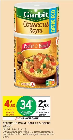 Garbit - Couscous Royal Poulet & Boeuf offre à 2,98€ sur Intermarché