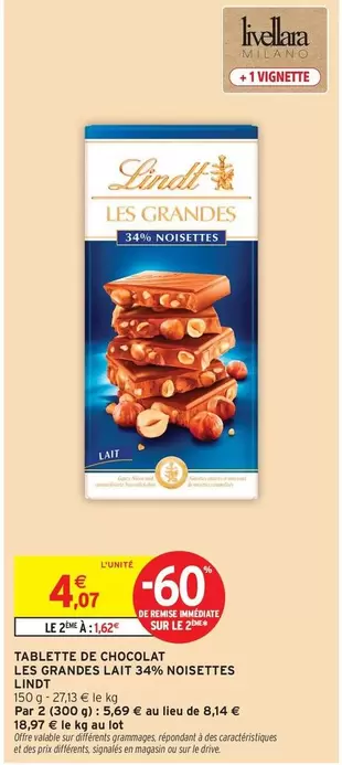 Lindt - Tablette De Chocolat offre à 4,07€ sur Intermarché