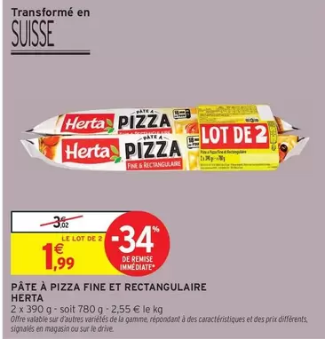 Herta - Pâte À Pizza Fine Et Rectangulaire