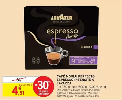 Lavazza Café Moulu Perfecto Espresso - Intensité 9, saveur intense pour un espresso parfait