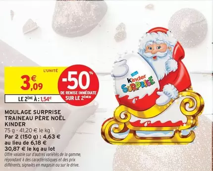 Kinder - Moulage Surprise Traineau Père Noël