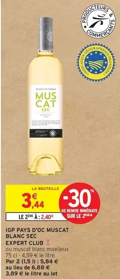 Cat - Igp Pays D'oc Muscat Blanc Sec