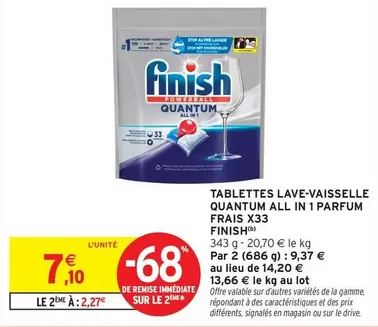 Finish Quantum All In 1 - Tablettes Lave-vaisselle Parfum Frais X33 - Efficacité et Fraîcheur pour votre Vaisselle