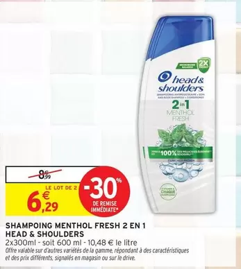 head & shoulders - shampoing menthol fresh 2 en 1