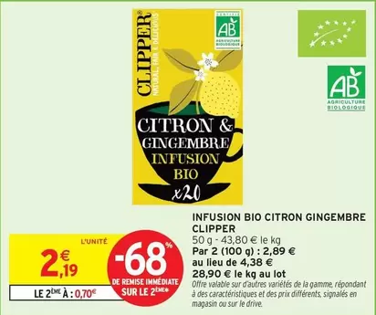 Clipper - Infusion Bio Citron Gingembre