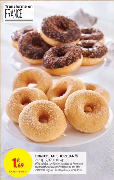 Donuts Au Sucre X4 offre à 1,69€ sur Intermarché