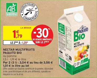 Paquito - Nectar Multifruits offre à 1,79€ sur Intermarché