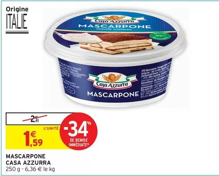 Casa Azzurra - Mascarpone offre à 1,59€ sur Intermarché