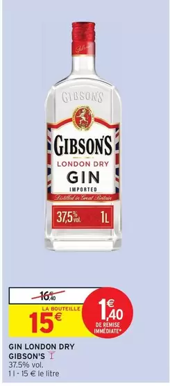 Gibson's - Gin London Dry offre à 15€ sur Intermarché