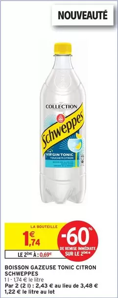 Schweppes - Boisson Gazeuse Tonic Citron offre à 1,74€ sur Intermarché