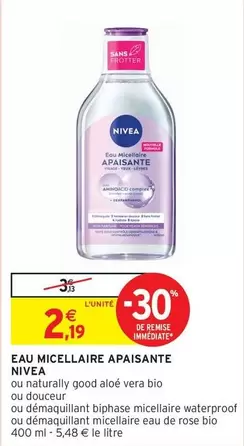 Nivea - Eau Micellaire Apaisante offre à 2,19€ sur Intermarché