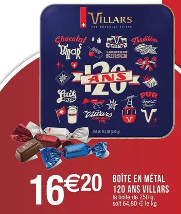 Villars - Boîte En Métal 120 Ans offre à 16,2€ sur Migros France