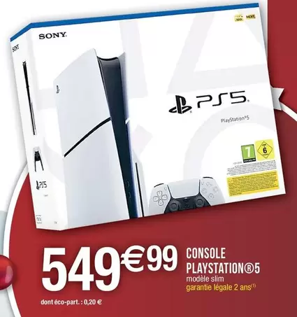 Sony - Console Playstation 5 offre à 549,99€ sur Migros France