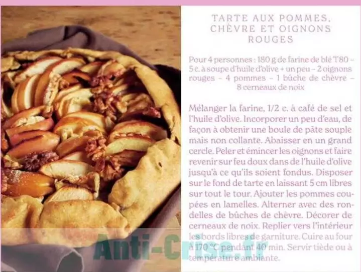 Tarte Aux Pommes, Chèvre Et Oignons Rouges offre sur Satoriz