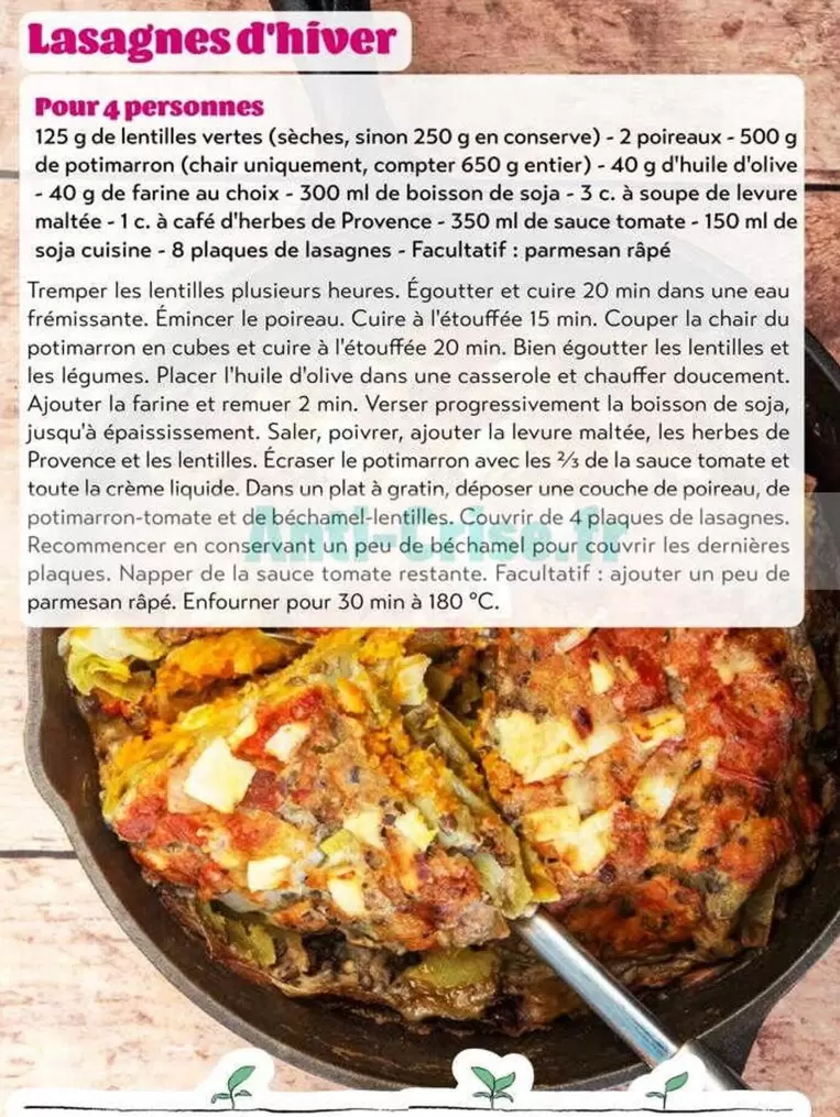 Lasagnes D'hiver offre sur Satoriz