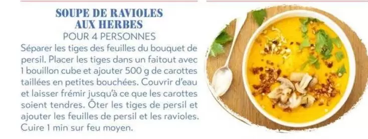 Soupe De Ravioles Aux Herbes offre sur Satoriz