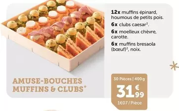 12x Muffins Épinard, Hummous De Petits Pois, 6x Clubs Caesar offre à 31,99€ sur Flunch