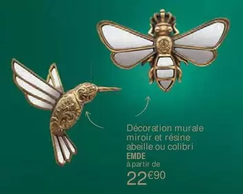 Emde - Décoration Murale Miroir Et Resine Abeille Ou Colibri offre à 22,9€ sur Ambiance & Styles