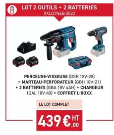 Complet - Le Lot  - Perceuse-visseuse (gsr 18v-28) + Marteau-perforateur (gab 18v-21) + Batteries (ga 18v-4h) + Chargeur offre à 439€ sur Loxam