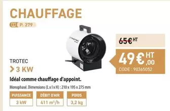 Trotec - Idéal Comme Chauffage D'appoint offre à 49€ sur Loxam