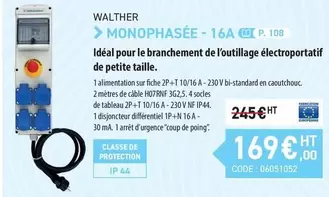 Walther Monophasè - 16A Ip. 68 Cápsulas De Café De Café offre à 169€ sur Loxam