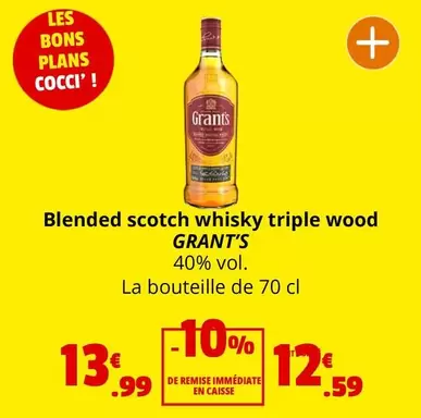 Grant's - Blended Scotch Whisky Triple Wood offre à 13,99€ sur Coccimarket