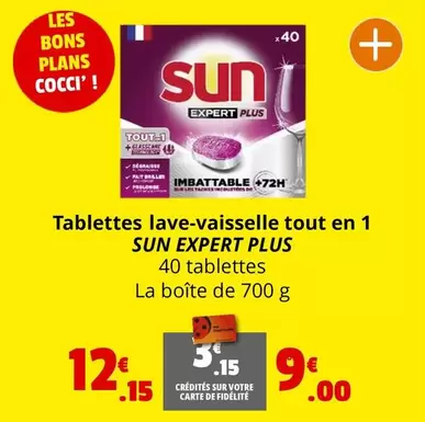 Sun - Tablettes Lave-vaisselle Tout En 1 Expert Plus offre à 12,15€ sur Coccimarket