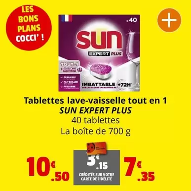 Sun - Tablettes Lave-vaisselle Tout En 1 Expert Plus offre à 10,5€ sur Coccinelle Express