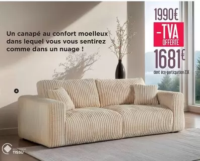 Canapé Au Confort Moelleux Dans Lequel Vous Vous Sentirez Comme Dans Un Nuage offre à 1681€ sur Gallery Tendances