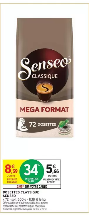 Senseo - Dosettes Classique Sérico offre à 8,59€ sur Intermarché Hyper