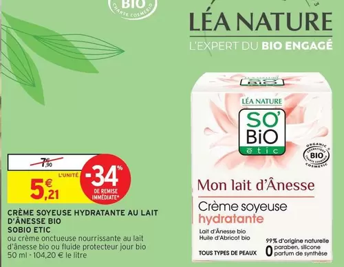 Crème Soyeuse Hydratante au Lait d'Ânesse Bio - Tous, Hydratation et douceur pour votre peau