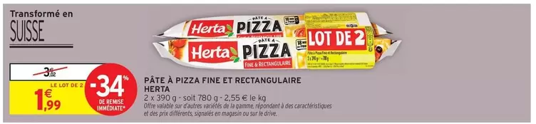 Herta Pizza - Pâte à Pizza Fine et Rectangulaire