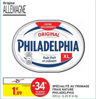 Philadelphia - Specialite Au Fromage Frais Nature