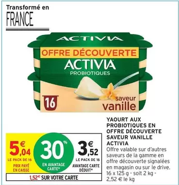 Activia - Offre Découverte : Yaourt Aux Probiotiques Saveur Vanille